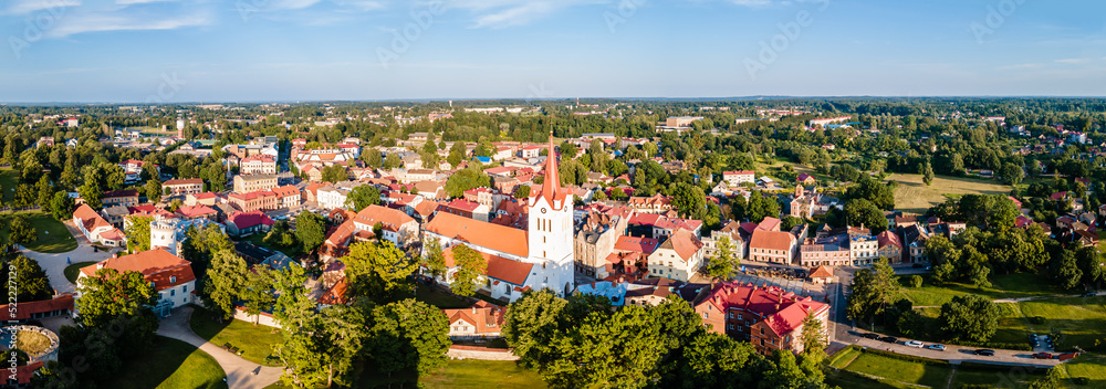 Aerial view of the town of Cesis, located whithin the Gauja National Park in Latvia.