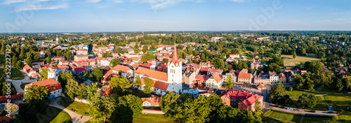 Aerial view of the town of Cesis, located whithin the Gauja National Park in Latvia.