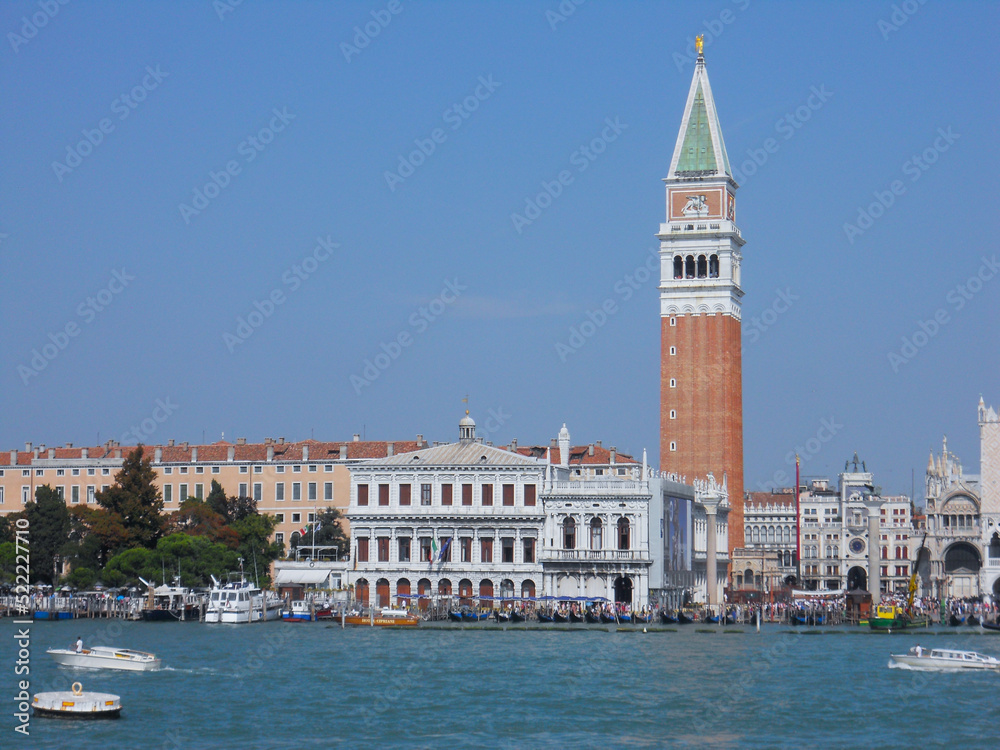 Venice, Italy. May 2011. The world famous canals of Venice with the campanile di san Marco.