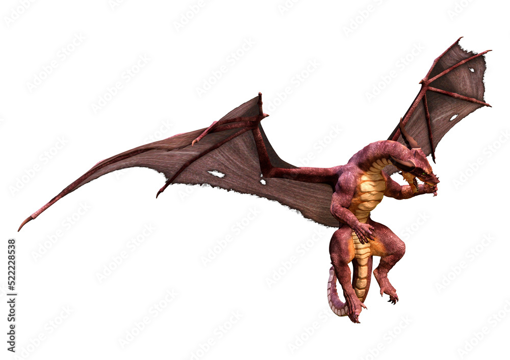 Fototapeta premium 3D Rendering Fairy Tale Dragon on White