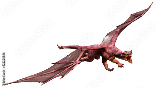 3D Rendering Fairy Tale Dragon on White