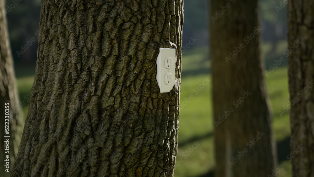 Fototapeta premium Greentech - electricity from nature (US outlet/socket)