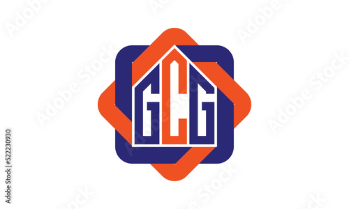 GCG three letter real estate logo with home icon logo design vector template | construction logo | housing logo | engineering logo | initial letter logo | minimalist logo | property logo |