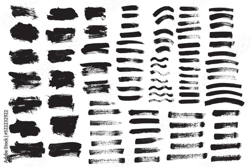 Vector brush strokes. Grunge design elements. Black ink brush. © Mooam