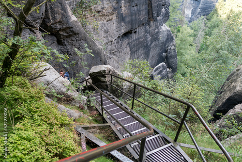 Saxon Switzerland uphill stairs, Germany photo