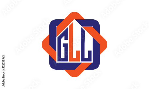 GLL three letter real estate logo with home icon logo design vector template | construction logo | housing logo | engineering logo | initial letter logo | minimalist logo | property logo | photo