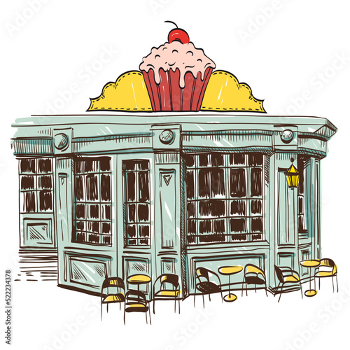Cafe hand drawn, vector illustration