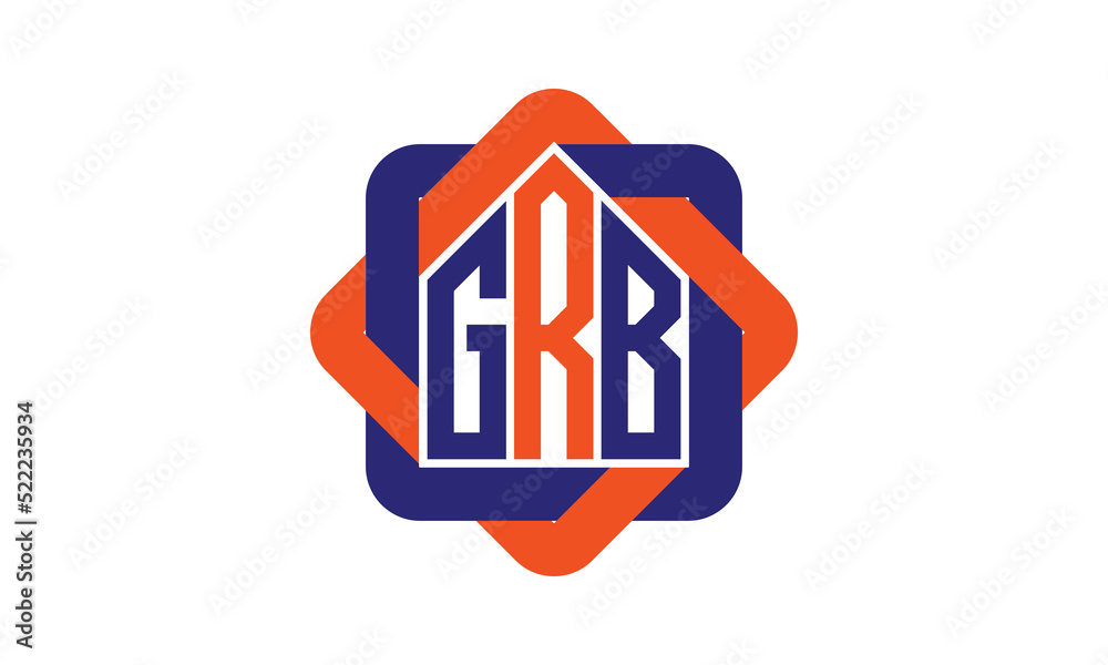GRB three letter real estate logo with home icon logo design vector