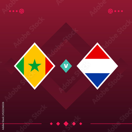 senegal, netherlands world football 2022 match versus on red background. vector illustration Free Download senegal, netherlands world football 2022 match versus on red background. vector illustration - GFXLoad