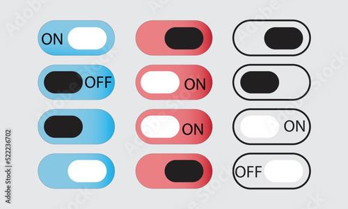 web panel control for mobile apps and websites toggle push button slide UI template interface vector illustration