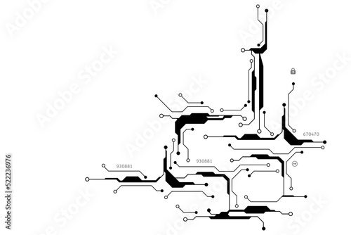 Vector circuit board and security communication concept for technology background