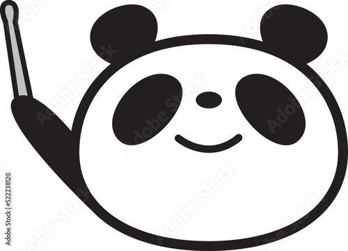 シンプルパンダ顔アイコン　指し棒右手
