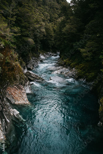 Famous turist attraction - Blue Pools, Haast Pass, New Zealand, South Island