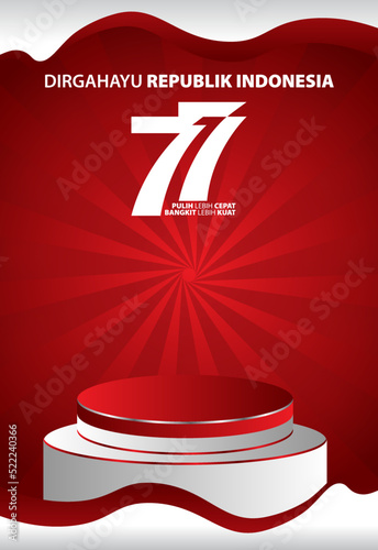indonesia independence day sale banner social media template post with blank space podium for product sale with red and white background design
