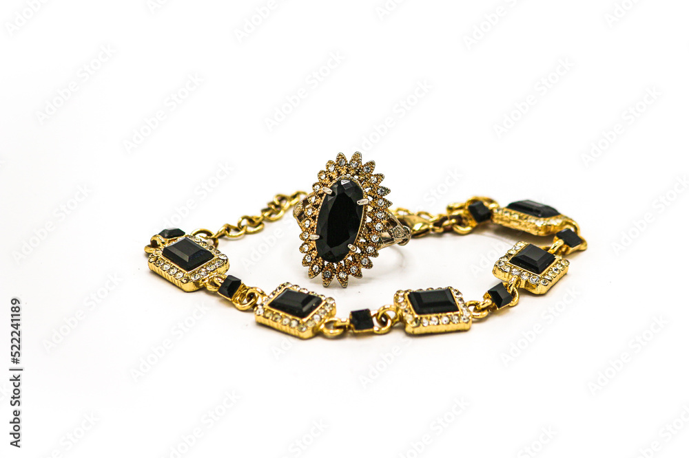 gold necklace isolated on white background