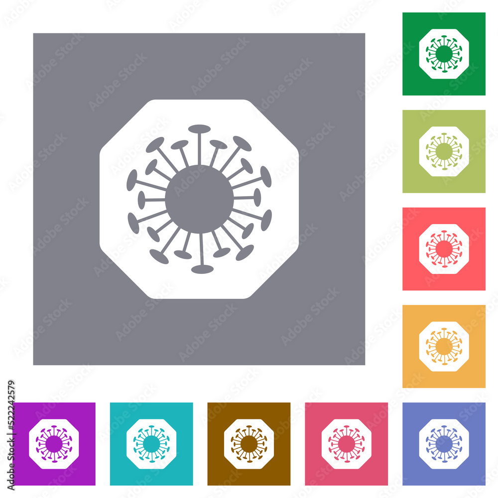 Stop covid square flat icons Stop covid square flat icons