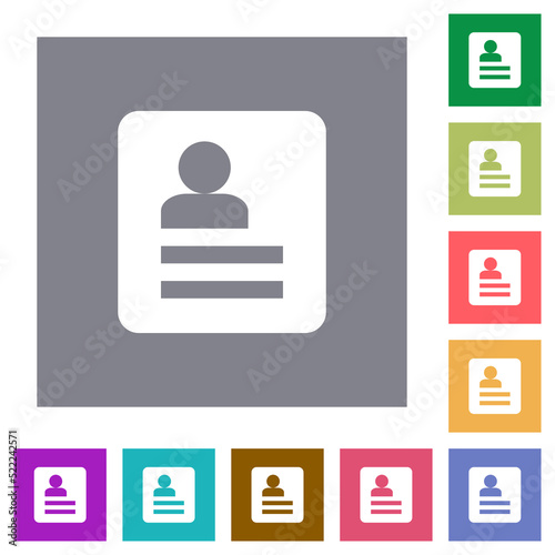 User profile solid square flat icons