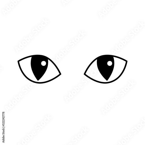 Vector flat outline cat eyes isolated on white background