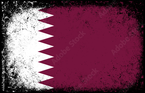 old dirty grunge vintage qatar national flag illustration