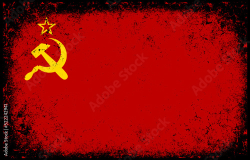 old dirty grunge vintage soviet union national flag illustration