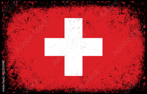 old dirty grunge vintage switzerland national flag illustration