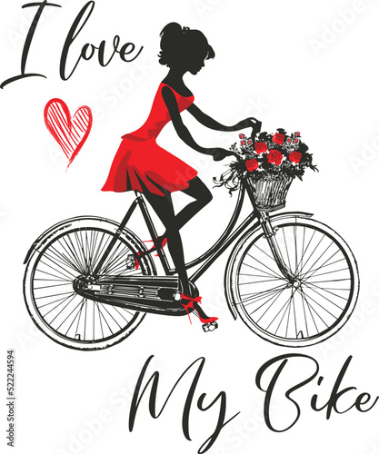 I love My Bike. Graphics for women who love cycling. The perfect gift idea for a female cyclist.