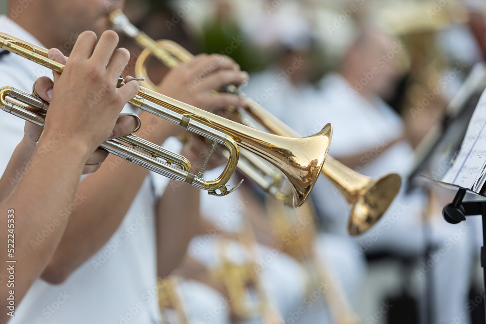 Naklejka premium musicians are playing on trumpets