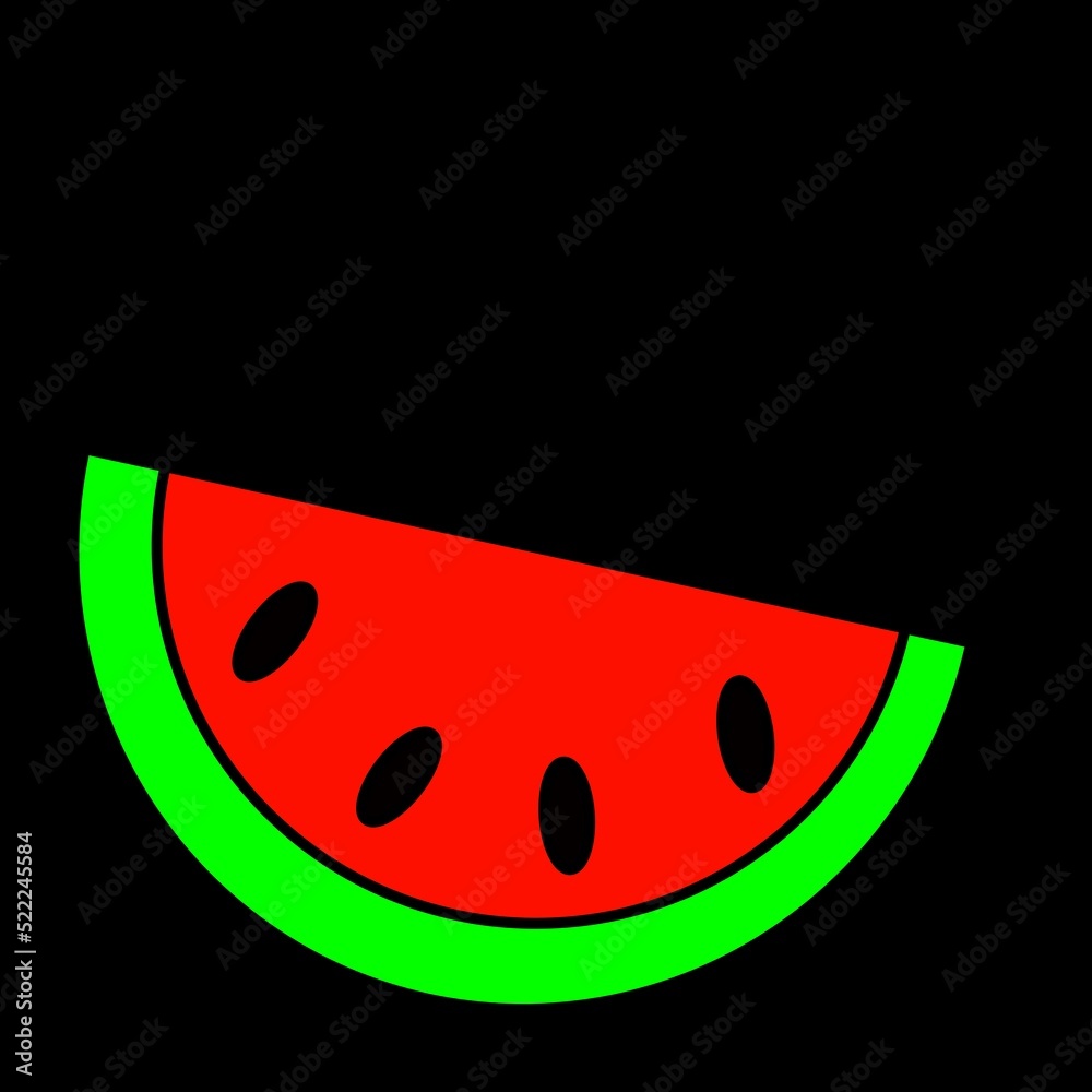 slice of watermelon, red watermelon on a black background, symbol of summer relaxation slice of watermelon, red watermelon on a black background, symbol of summer relaxation