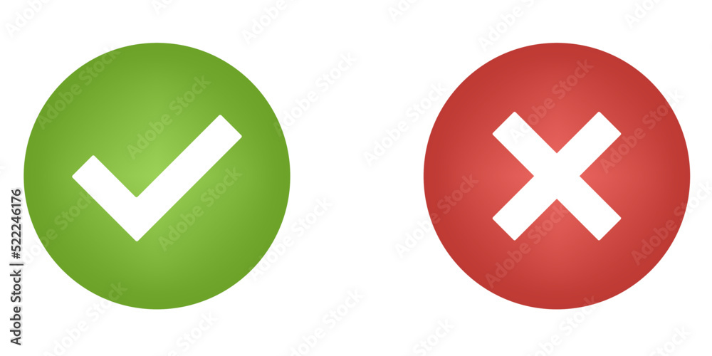 checkmark and X mark icon. check and uncheck icon vector. validation icon vector. for apps and websites. checkmark and X mark icon. check and uncheck icon vector. validation icon vector. for apps and websites.