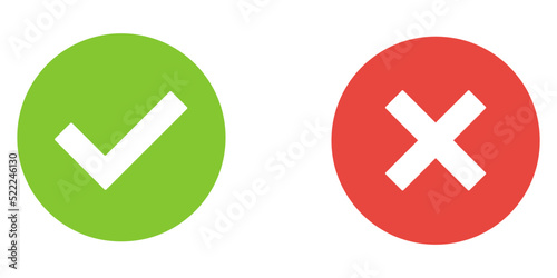 checkmark and X mark icon. check and uncheck icon vector. validation icon vector. for apps and websites.