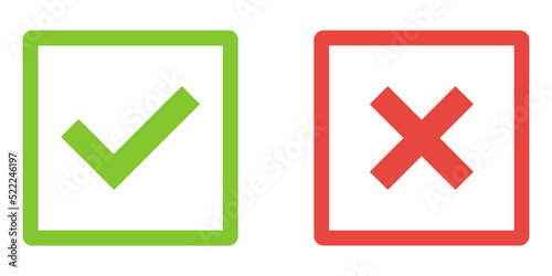 checkmark and X mark icon. check and uncheck icon vector. validation icon vector. for apps and websites.