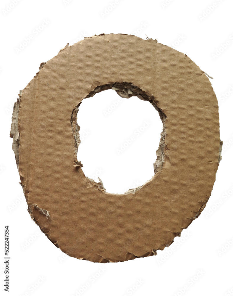 Cardboard texture Letter O on transparent background Stock Photo