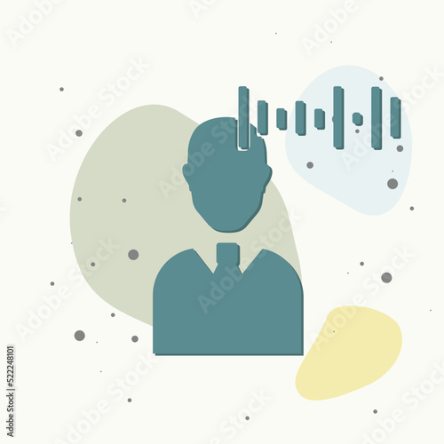 Vector voice recognition icon. User illustration and voice message on multicolored background.