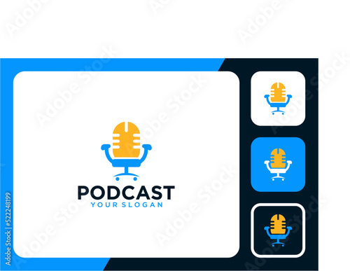 podcast logo design with chairs