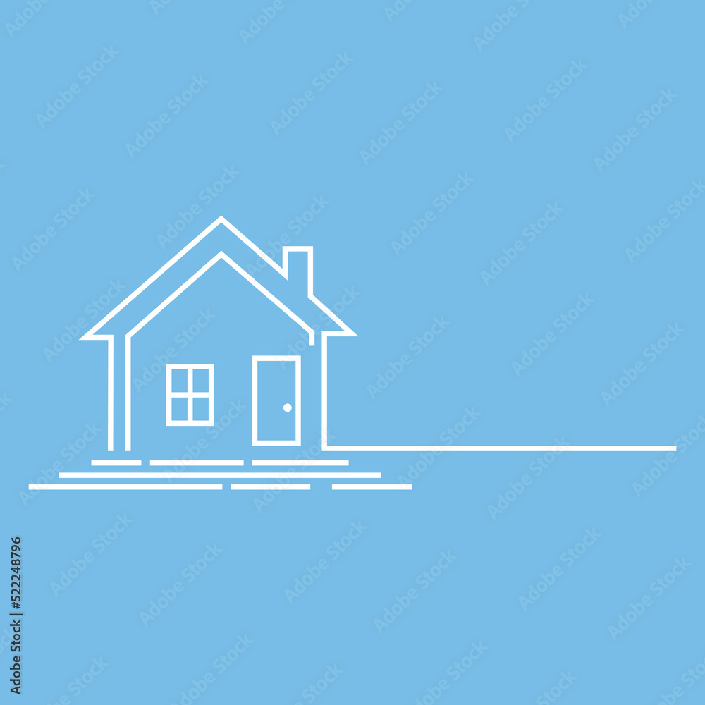 Naklejka premium house icon with copy space on blue