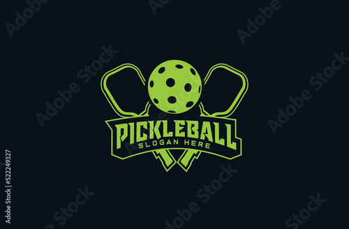 pickleball logo vector graphic for any business especially for sport team, club, community.