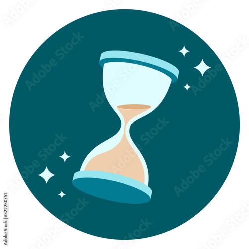 Hourglass. Illustration of the clock. Time, loading, waiting