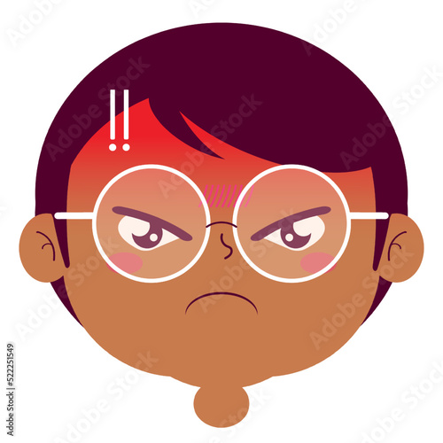 boy angry face cartoon cute