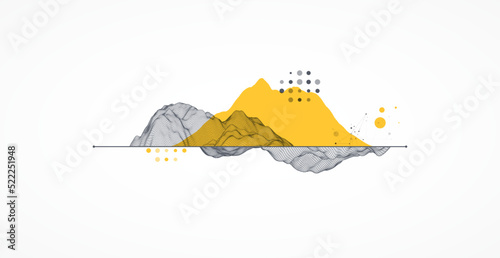 Trendy abstract wireframe background. Modern science or technology art elements. Surface illustration. Vector.