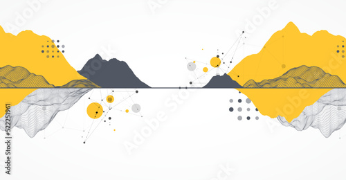 Trendy abstract wireframe background. Modern science or technology art elements. Surface illustration. Vector.