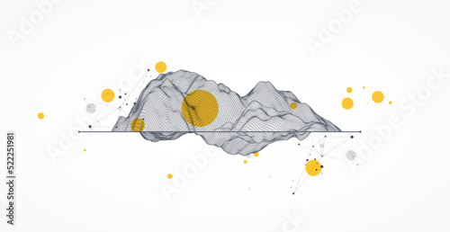 Trendy abstract wireframe background. Modern science or technology art elements. Surface illustration. Vector.