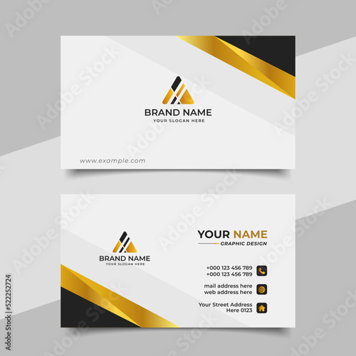 White and gold luxury business card design template	
