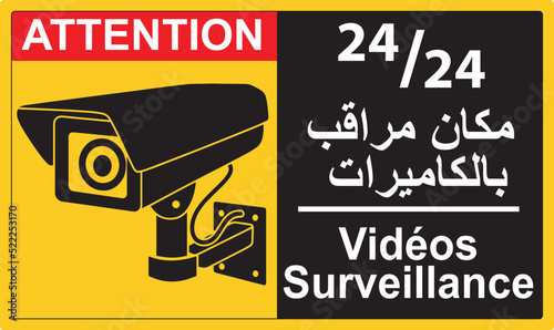 étiquette de panneau de vidéo surveillance