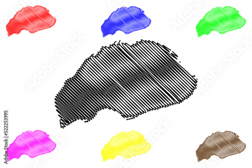 Wrangel island (Russia, Russian Federation, Chukotka) map vector illustration, scribble sketch Wrangel map