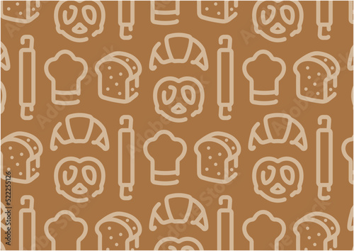 Bread and bakery pattern background for graphic design.A-size horizontal.
