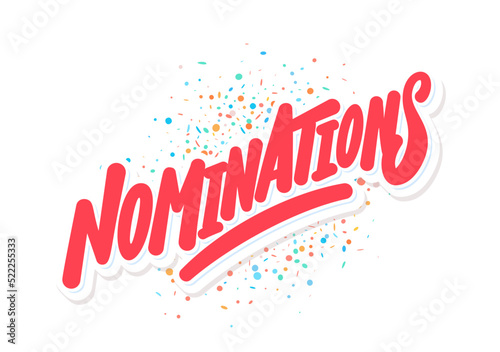 Nominations. Vector handwritten lettering word. photo