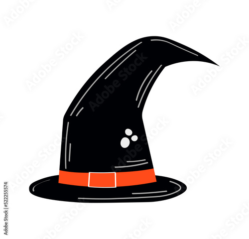 Witch Hat.  Vector illustration isolated on a white background.