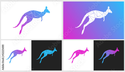 Geometric kangaroo logo design vector template