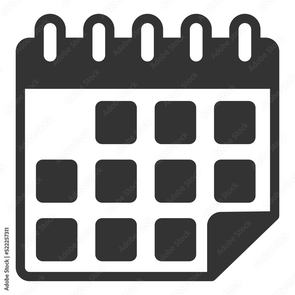 Wall flip calendar - icon, illustration on white background, glyph style Wall flip calendar - icon, illustration on white background, glyph style
