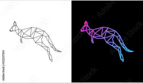 Geometric polygonal kangaroo logo vector template